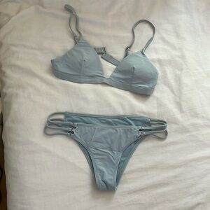 Abercrombie and Fitch Triangle Bikini Top and bottom, light blue